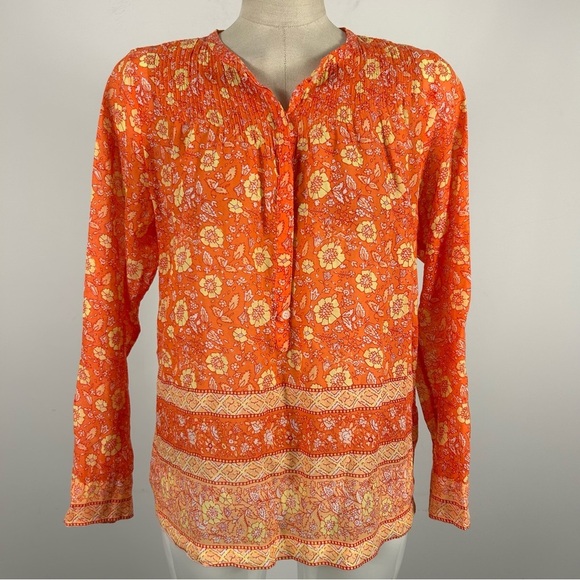 ❤️ J. Crew Orange Cream Relaxed Blouse with Mandarin Collar 4 - Picture 3 of 11